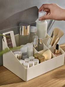 1 个多功能化妆工具盒，5 槽/6 槽桌面收纳盒 - 米色 - 查看 1