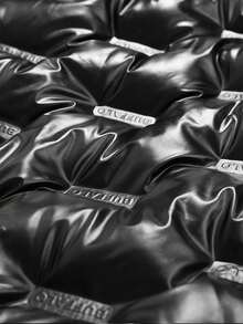 2025 Men's Glossy Stand Collar Windproof Long Sleeve Detachable Hood Solid Color Casual Padded Coat, Warm For Autumn/Winter