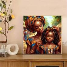 Elegantes Afrikanische Königin Diamant Malset - Runder Edelstein, Vollbohrung Leinwand, ideal für Heim-Wanddekoration & Anfänger, Mosaik-Herstellung, Diamant-Malzubehör, ohne Rahmen, verschiedene Größen zur Auswahl