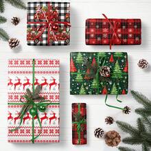 1 张节日圣诞包装纸 - 节日礼品包装纸，带有雪花、鹿和节日图案，白色、黑色、红色、绿色 - 19.7 英寸 X 27.5 英寸纸张，适用于圣诞节、生日、派对和婴儿洗礼装饰、圣诞装饰，最适合圣诞节