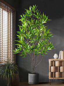 50-133厘米大型仿真棕榈树假百合竹子植物树枝高大的龙血树塑料木姜子叶子绿色龙舌兰叶适用于家庭花园派对房间办公室户外婚礼装饰 - 綠色 - 查看 4