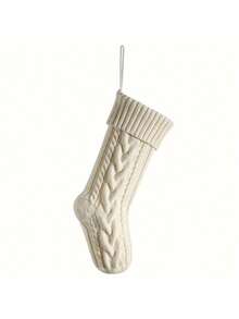 جورب عيد الميلاد - حرف العائلة مصنوع بالتريكو لديكور العطلات، أبيض مع تفاصيل باللون الأحمر والأخضر، متين للاستخدام الداخلي/الخارجي، هدية عيد الميلاد الفريدة، حامل جورب، جورب ديكور عيد الميلاد، ديكور منزلي للعطلات، تصميم محبوك منسوج