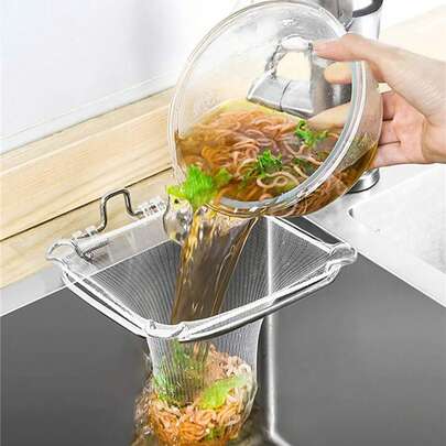1个不锈钢三层滤网，带三层滤网，水槽滤网，厨房剩菜滤网，侧边水槽滤网，厨房水槽角落滤网，厨房水槽网袋，厨房用品，厨房配件，厨房用具