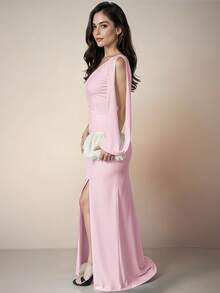 Women Long Dresses - Baby Pink - View 2