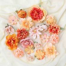 2/5/10/15/20/30/40/60/100Pcs Small Artificial Flower Heads, Fall Silk Faux Orange Peony Daisy Rose, For DIY Crafts, Wedding Garland, Halloween, Christmas, And Thanksgiving Season, Cake Topper & Home Decoration,Decoration In The Center Of The Dining Table