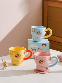 CRAYON SHINCHAN 340 ml Tasse en céramique en forme de gourde officielle Crayon Shin-Chan, tasse à lait créative pour le petit-déjeuner, tasse à café pour couple, cadeau d'anniversaire