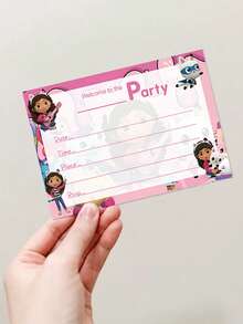 Gabby's Dollhouse 12/24/36 PCS Gabby Dollhouse Birthday Invitation Birthday Party, Holiday Party Invitation For Children's Birthday Baby Shower Party, Family And Friends Gathering, Halloween, Christmas, Thanksgiving, Children's Day, Valentine's Day