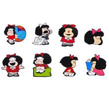 1/8 件经典卡通胸针套装可爱 Mafalda 珐琅别针服装背包珠宝金属徽章配饰送给朋友的礼物 - 均碼 - 查看 5