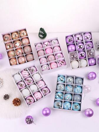 12个6厘米圣诞派对装饰球，圣诞挂球，塑料彩绘球，适用于圣诞树、家居、房间、卧室、新年装饰、户外、节日派对、圣诞礼物、圣诞快乐、新年快乐家居装饰、圣诞装饰、房间装饰、冬季圣诞装饰、家居圣诞礼物、圣诞装饰