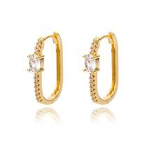 1Pair Cubic Zirconia U Shape Stud Earrings For Women Stainless Steel Earrings Jewelry Wedding Birthday Gift - Multicolor - View 17