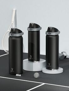 Meoky 32oz Vacuum Insulated Water Bottle with 2-in-1 Straw and Spout Lid, Insulated Cup, Keep Cold 24H, Leak-Proof, Fits in Car Cup Holder, Stainless Steel Tumbler for Sports, Travel, and School - 黑色 - 查看 8