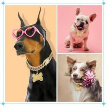 Hillban Dog Chain Golden Diamond Collar With Pet ID Jewelry Tags Rhinestones Stainless Steel Metal Link Collar Walking Chain Necklace For Puppy Boys Girls Small Dogs(8 Inch) - 8 inch - 查看 6