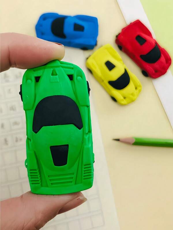 1/4/8/2pcs Random Color Creative Cartoon Car Shaped Erasers, Detachable & Assembled Erasers, Soft Cleaning For 2B Pencils, Back To School, Christmas Gifts