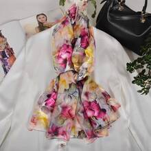 100% Mulberry Silk Scarf For Women Lightweight Long Scarves Beach Wraps Cover Up -Travel Photography Scarfhalloween - 粉色 - 查看 9