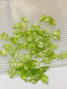100pcs Transparent Green Leaf DIY Jewelry Accessories - Fantasy Light Green - View 2