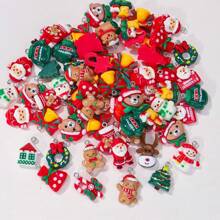 10pcs/Set New Resin Christmas Pendant Assortment, Santa Claus, Christmas Tree, DIY Jewelry Accessories, New Year Decor