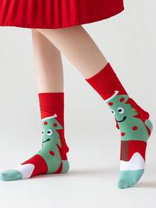 1/2/4双装磁性情侣袜，可爱自动吸附式双脚固定袜，圣诞节和情人节设计，适合春秋季穿着