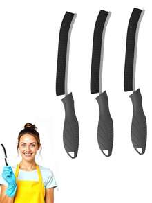 1/3pcs Crevice Cleaning Brush, New Multifunctional Gap Cleaning Brush Tool, Bathroom Gap Brush, Grout Cleaner Brush Hard Bristle Crevice Cleaning Brush - Black - View 2