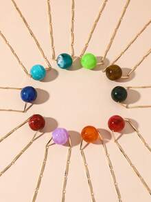 1 件波西米亚风格塑料云多色几何珠手工不对称链项链、礼物和日常佩戴 - 手工鏈條珠項鍊 - 查看 12