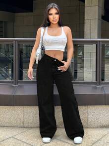 Quần jeans ống đứng dáng casual Mobula Sound dành cho nữ, thời trang và thanh lịch, thích hợp cho các lễ hội âm nhạc, màu đen mùa xuân/hè. - màu đen - Xem 5
