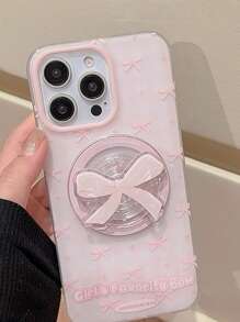 1pc Korean Ins Sweet Girl Pink Bow Magnetic Phone Holder, Cute Expandable Phone Grip Stand