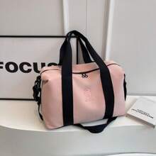 NingJia 簡約瑜珈收納袋休閒旅行袋，學生行李袋，夏季戶外健身運動袋 - 粉色 - 查看 2