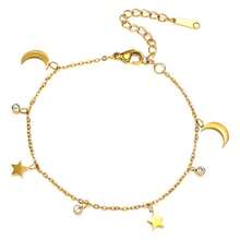 Korean Style Simple Star Moon Bracelet Women's 18K Stainless Steel Jewelry Versatile Personality Non-Fading Bracelet - Vàng - Xem 5