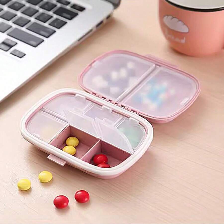 Holii Travel Pill Organizer, 8 Compartments Portable Pill Case, Daily Pill Box To Hold Vitamins, Small Pill Container For Pocket Purse Medicine Organizer(Pink) - 粉色 - 查看 1