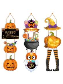 1 pezzo Decorazione per porta a forma di zucca di Ognissanti, Dolcetto o scherzetto, come regalo di Ognissanti, Decorazioni di Ognissanti, Ornamenti appesi, Bandiera decorativa appesa, Cartelli spaventosi e malvagi per Ognissanti da esterno, Decorazione per porta d'ingresso, Decorazione stagionale