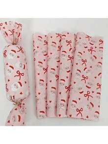 12/8/4pcs Christmas Gift Wrapping Paper Rolls, 35cm*50cm (13.78in*19.68in), Pink Background With Classic Santa Claus Patterns, Assorted Styles Randomly Sent, Suitable For Christmas, Birthday, Wedding And Party, Ideal For DIY Crafts And Creative Gift Packaging, May Have Fold Marks When Folded For Shipping, Merry Christmas! - Multicolor - View 6
