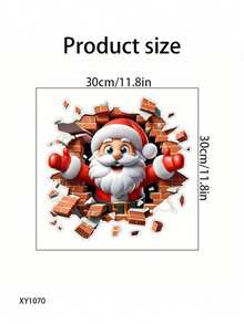 1PC 3D Christmas Wall Sticker, Cartoon Moose Breaking Through The Wall, Animal Print, Self-Adhesive, Glass Surface, Asymmetrical Shape, Matte Finish, Office Supplies, Home Decoration, For Christmas Party Decoration