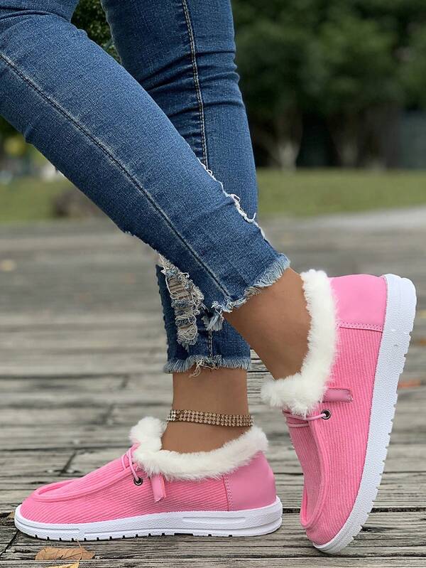 Plus Size Women Winter Shoes Winter New Thick Sole Snow Boots Fur Lining Warm Lace-Up Boots