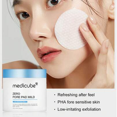  Medicube 零毛孔棉片 温和型 2.0 (70 片) - 温和舒缓面部棉片，蕴含 PHA，可去除角质、收缩毛孔、清除黑头 - 适合所有肤质