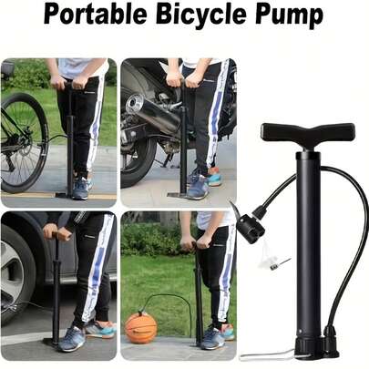 耐用铁制自行车打气筒 高压便携式自行车打气筒，手动双阀头，耐用铁制结构，兼容轮胎、运动球和气球，高达 160 PSI，包含三合一充气针，PP 材料，未充电 - 黑色耐用高压自行车和球打气筒 - 160PSI 充气机，持久耐用的 PP 结构