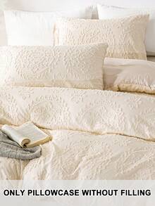 1 pieza/2 piezas/4 piezas Juego de Fundas de Almohada Acolchadas de Microfibra Acogedoras (Almohada Interior No Incluida), Suaves y Cómodas, Adecuadas para Todas las Estaciones, Regalo de Navidad - Beis - Ver 2