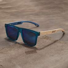 Ultra-Light Unisex Glasses - Retro Walnut Style Frame, Fashionable Glasses Without Prescription With Case, Suitable For Daily And Formal Occasions - Perfect Gift For Valentine's Day And Father's Day - Wide Frame (>139mm), Casual Wear, Fashionable Design, Durable Material, Polarized Lenses, Unisex Accessories - 藍色 - 查看 11