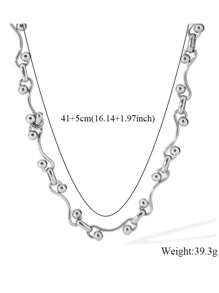 1 件不锈钢时尚项链首饰，适合日常佩戴、礼物 - 銀色 - 查看 5