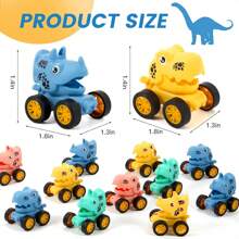 10/2/1pc Mini Dinosaur Pull Back Car, Cartoon Design, Vibrant Colors, Great As Birthday Gift, Party Favor, Filler For Gift Bags (Random Color)