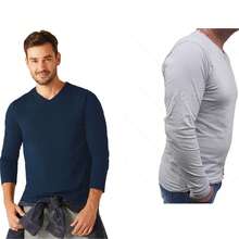 Kit 2 Men's Long Sleeve Shirts 100% Cotton - Gray and Navy Blue - View 1