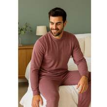 BELIME | Set de Pijama Básico de 4 Piezas para Hombre, Manga Larga, Cuello Redondo, Colores Variados | Tela Ligera con Elasticidad | Ideal para Primavera, Verano, Otoño e Invierno | Estilo Cómodo y Casual con Cárdigan en Cuello, Puños y Tobillos | Tejido Transpirable y Suave de Algodón y Poliéster | Ajuste Regular con Estilo Ajustado| Sin Bolsillos, Sin Forro, No Transparente | Lavar a Mano o en Lavadora con Agua Tibia, No Usar Cloro, Secado al Aire | Perfecto para Dormir, Estar en Casa o Relajarse en Familia | Pijama Largo con Corte Natural en la Cintura, Manga Normal, Diseño Clásico y Atemporal | Material de Alta Calidad: Cardigan, Psiphon | Ropa de Dormir Versátil y Cómoda, Ideal para el Descanso Diario y el Estilo de Vida Moderno