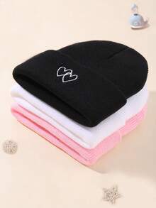 1/3pcs Kids Solid Color Autumn/Winter Warm Knitted Hat, Suitable For Keeping Children Warm - Multicolor - View 5