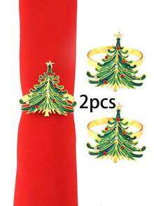 2-6pcs/Set Christmas Napkin Rings, Snowman, Christmas Tree, Boots, Santa Hat, Candy Cane, Christmas Table Decor Napkin Holders, Christmas Party Napkin Rings - Multicolor - View 9