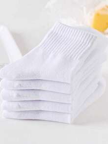 KIT 3 6 12 Basic White Unisex Mid-Calf Socks 35-40 40-46 - 白色 - 查看 4