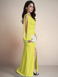 Women Long Dresses - Yellow - View 4