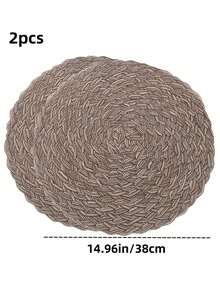 Round Woven Placemats 15 Inch Set Of 4 Bohemian Woven Washable Kitchen Table Placemats For Family Gatherings, Wedding Parties