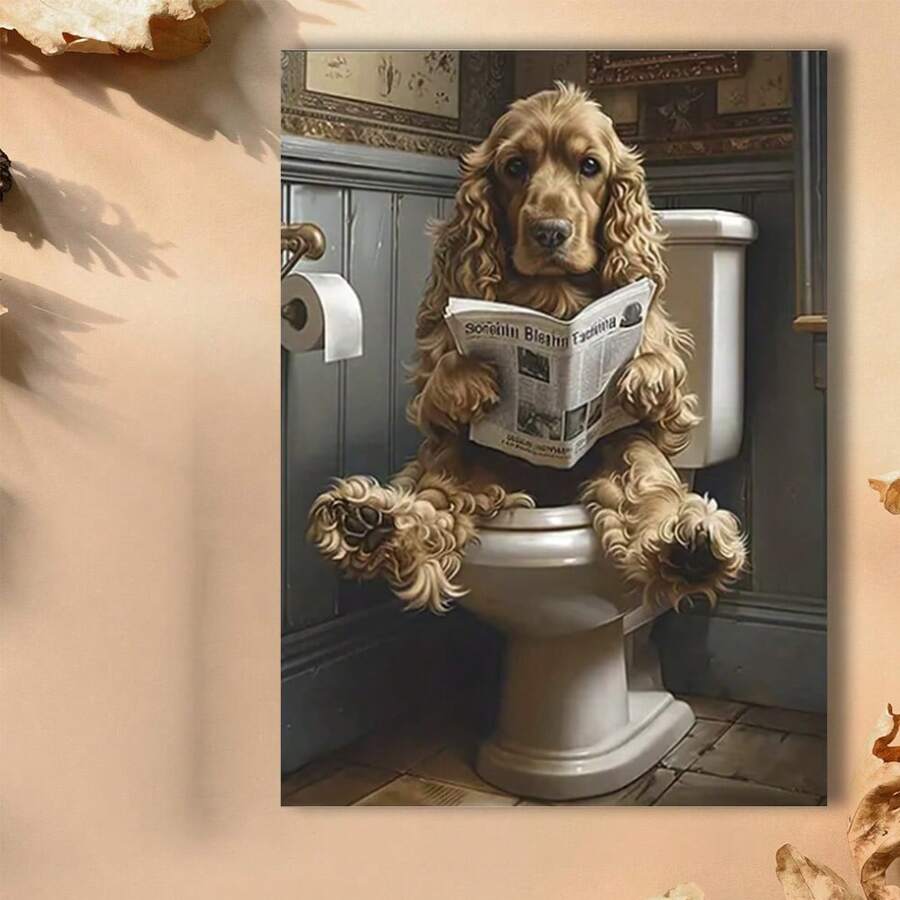 Framed [1pc Funny Cocker Spaniel] Funny Dog Cocker Spaniel 1pc Framed Canvas Print | Bathroom Decor, Wall Hanging Artwork For Home, Bedroom, Kitchen, Living Room, Cafe, Office, Wall Art Decor, Cocker Spaniel Gifts,Room Decor. - Framed(框架) - 查看 1