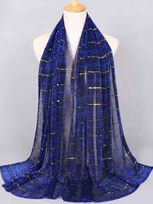 女士亮片蕾丝网眼闪光奢华头巾围巾日常围巾披肩金色和银色闪光件将随机发送。 - 彩色 - 查看 14