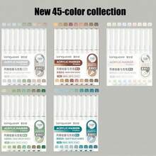 Languo 9 Color Set Direct Liquid Acrylic Marker Pens, Soft Head Large Capacity Simple Macaron Skin Color Gray Brown Colorful Black Coloring Book Filler Pen Student Painting Cartoon Cartoon Character Color Pen Color Impermeable Paper Art Diy Graffiti Painting Color Paintbrush Stone Glass Ceramic Metal Available Marker 126 Colors ﻿ - Multicolor - View 33