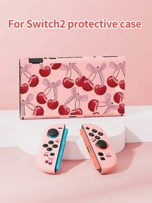 1 Pc Cherry, Pink Bow Pattern Protective Case/Game Card Box/Card Slot Base/Dust Cover Compatible With Switch2(2025)/Switch OLED/NS/Lite Console, Compatible With Detachable Left And Right Joycon Grip, Compatible With Switch Player As Best Gift - Multicolor - View 4