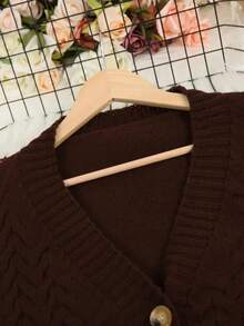 Plus Women's Winter Long Buttoned Cardigan Wool Sweater